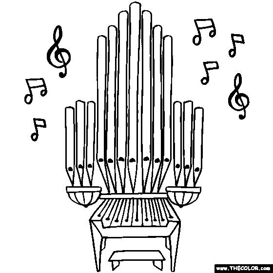 Pipe Organ coloring page, church, cathedral organ