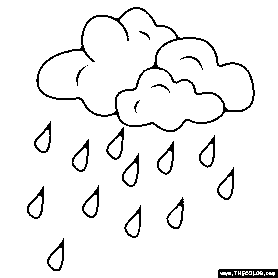 Rain Clouds With Rain Drops Coloring Page