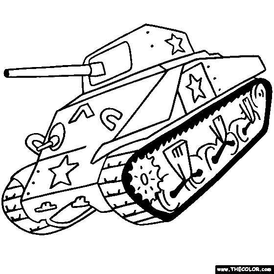 Sherman Tank Online Coloring Page