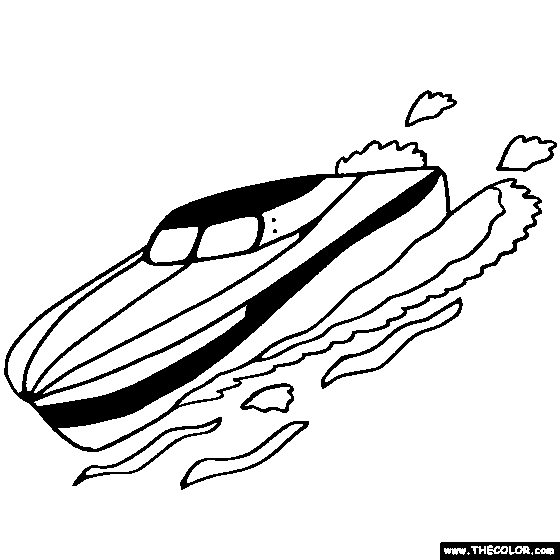 Speedboat Online Coloring Page