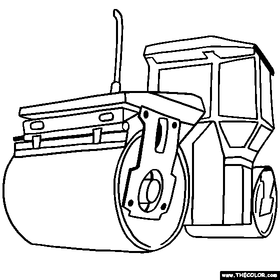 Steam Roller Asphalt Compactor Coloring Page