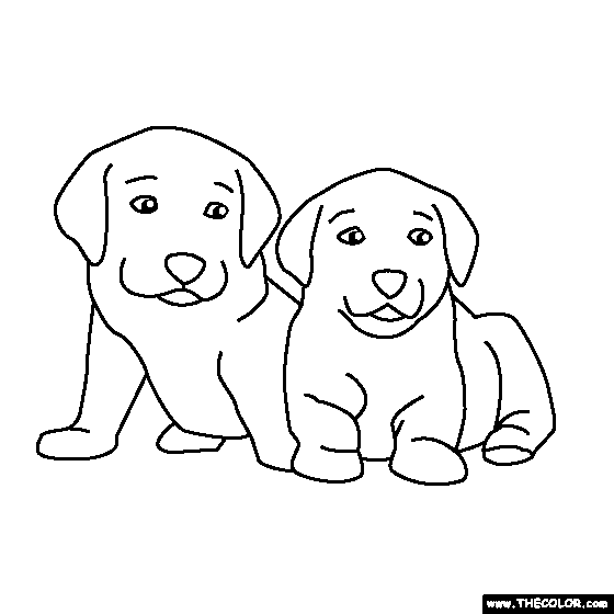 Two Puppies Coloring Page