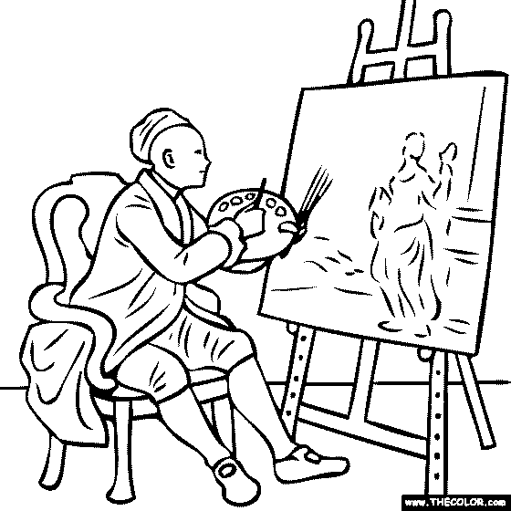 William Hogarth Self Portrait at the Easel paintin
